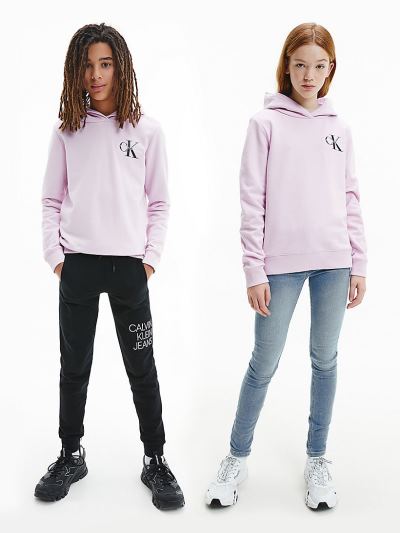 Calvin Klein Ruhák HU188103 | Calvin Klein Organic Cotton Logo Fiu Kapucnis Pulóver Levendula / Rózs